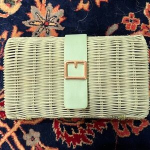 NWT Lolita straw belted clutch in sage green (VICI Collection)